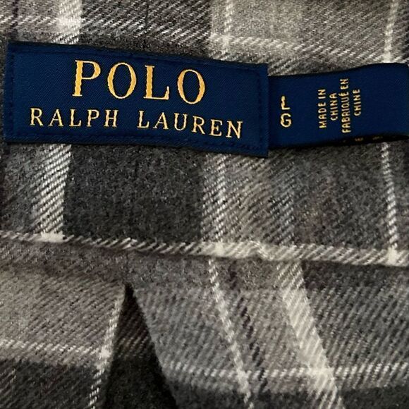 Polo Ralph Lauren Gray Plaid Cotton Elbow Patch Flannel Shirt Size Large - Picture 8 of 10